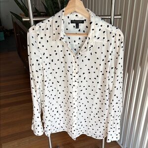 Banana Republic White and Black Button Down Shirt